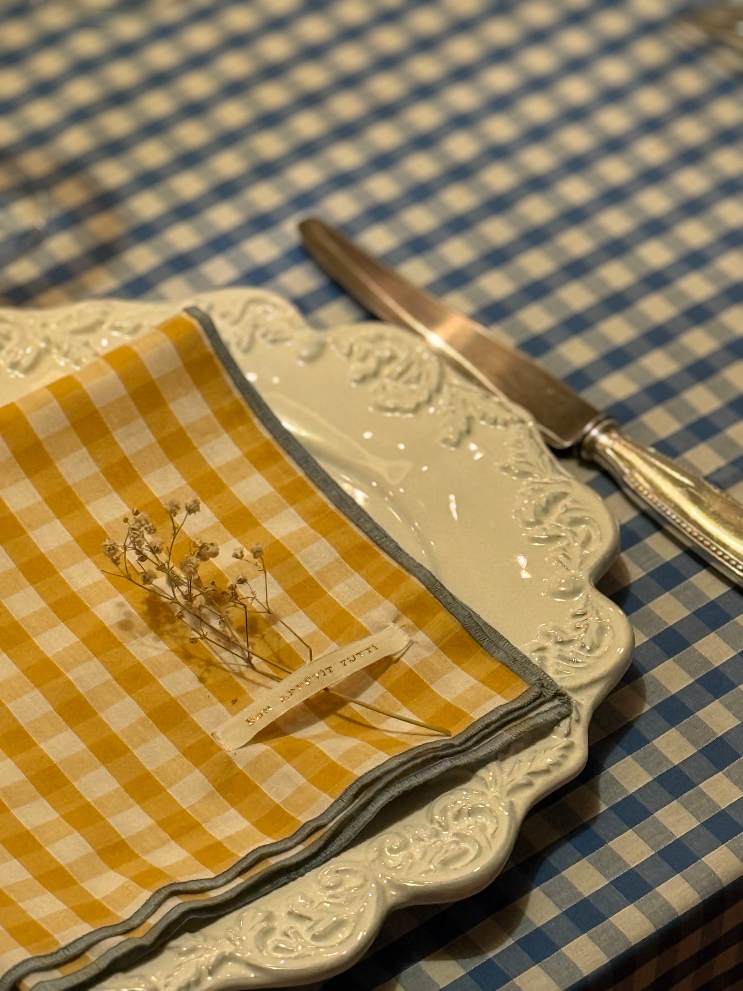 Serviettes de table vichy Moutarde