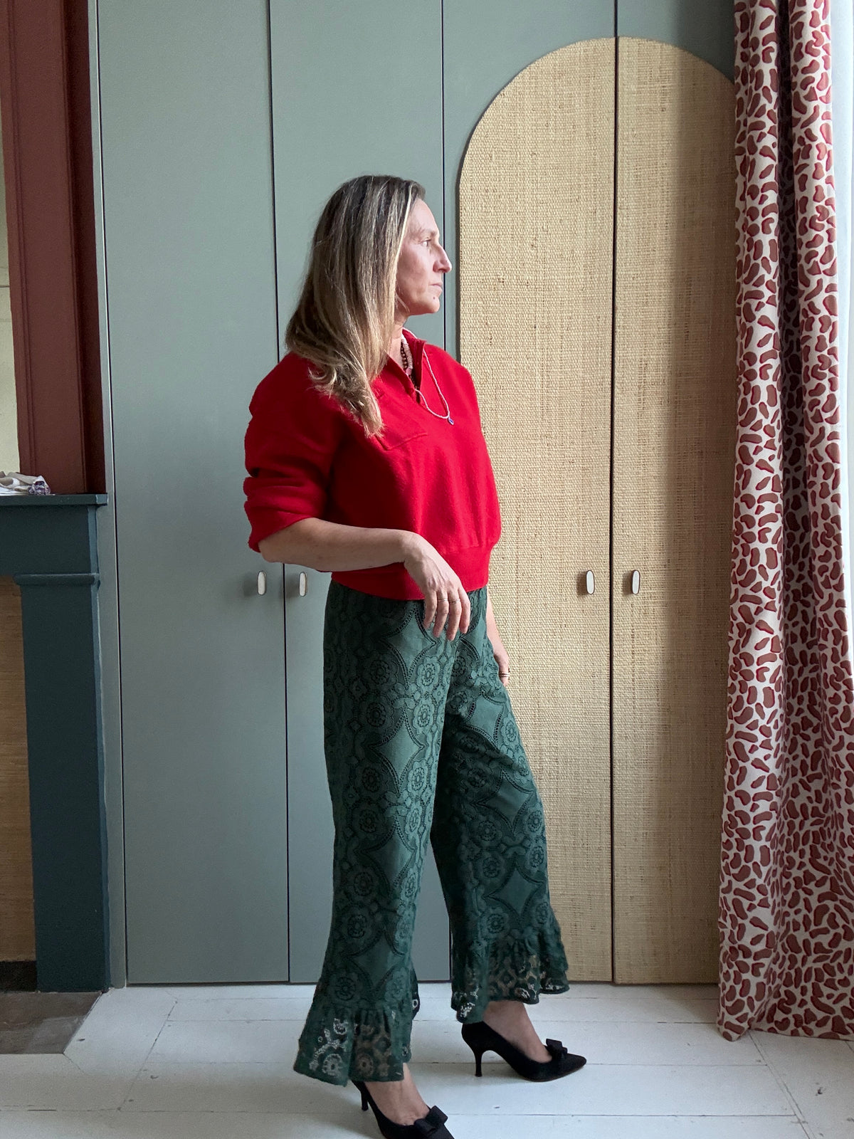 Pantalon Jeu de dentelle vert bouteille