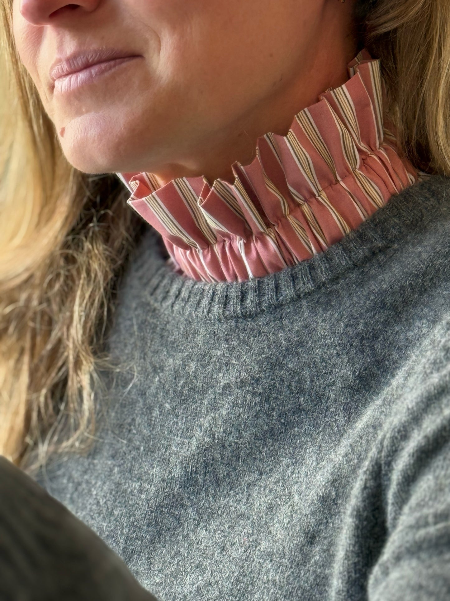 Col terracotta rayures moutarde et vert