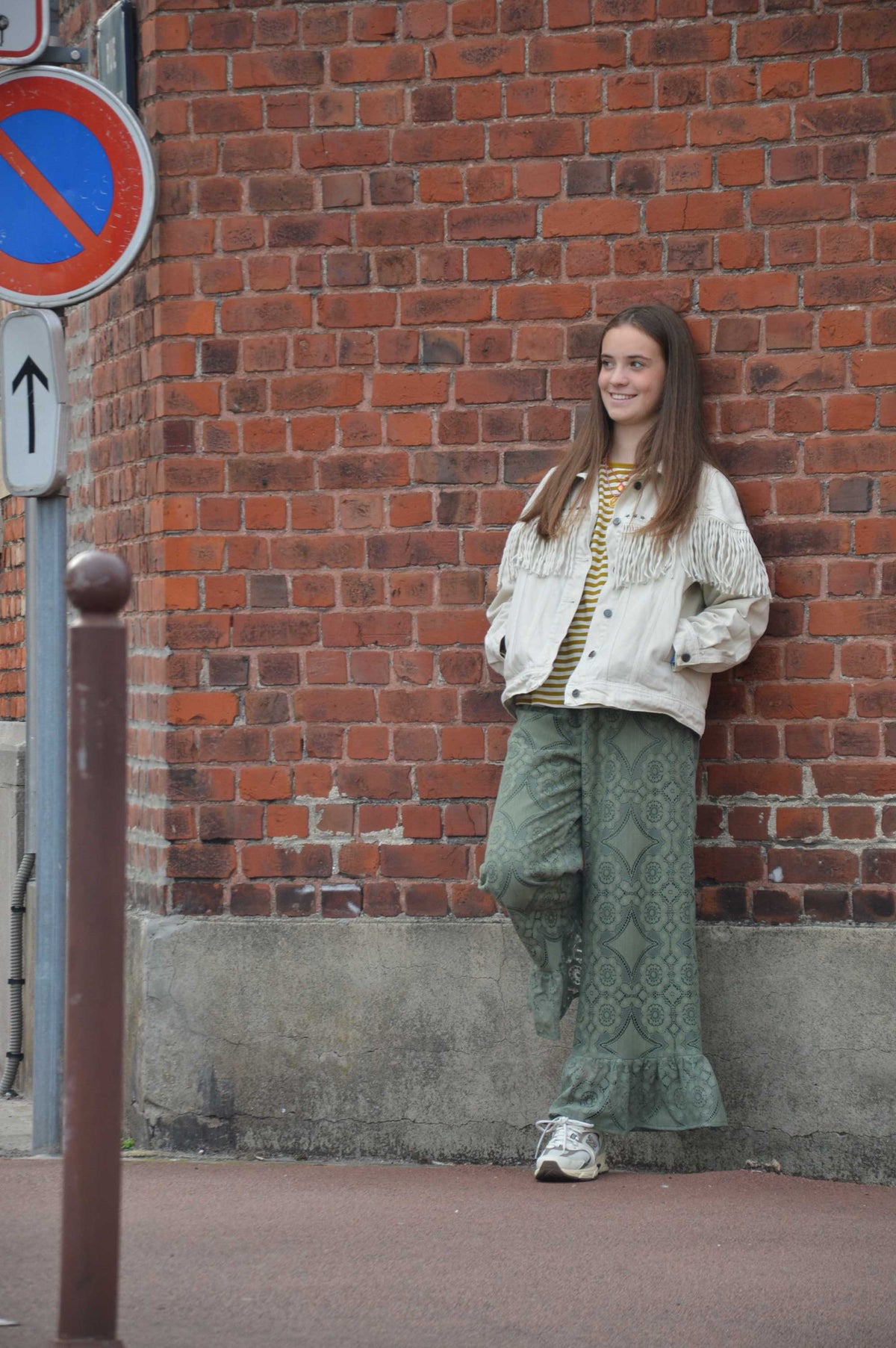 Pantalon Jeu de dentelle Vert eucalyptus