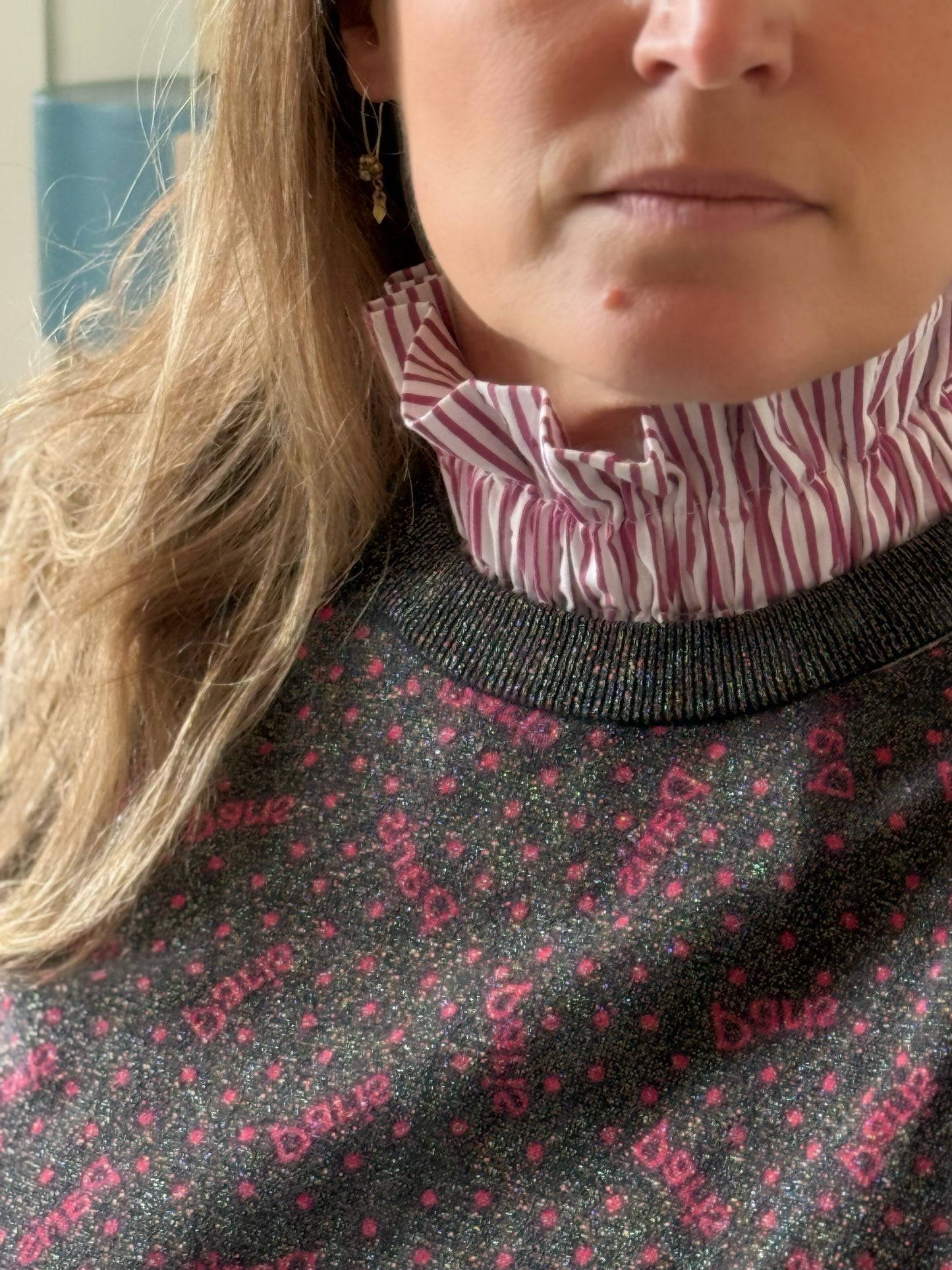 Col seersucker rayé rouge