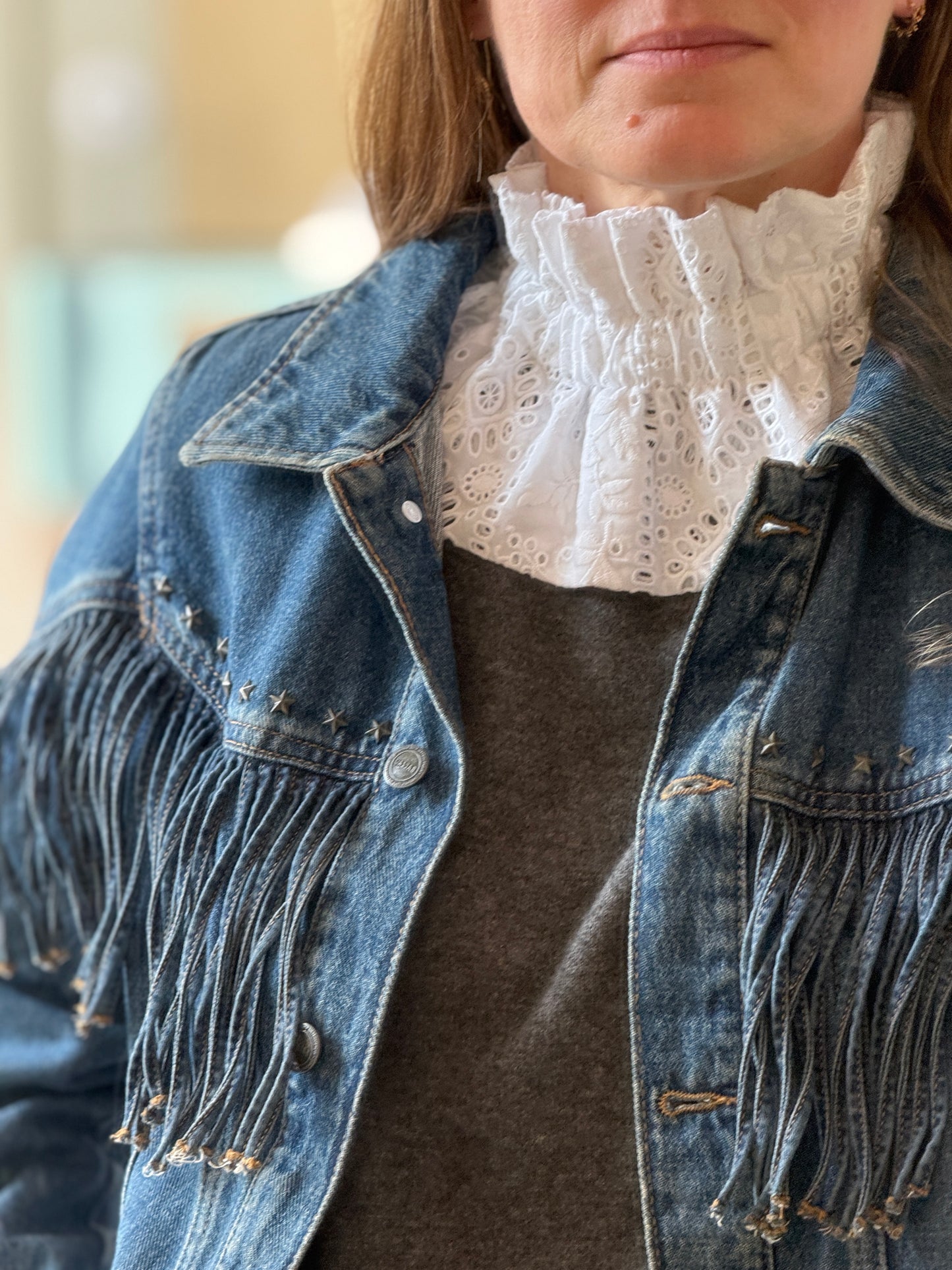 Col amovible broderie anglaise blanche