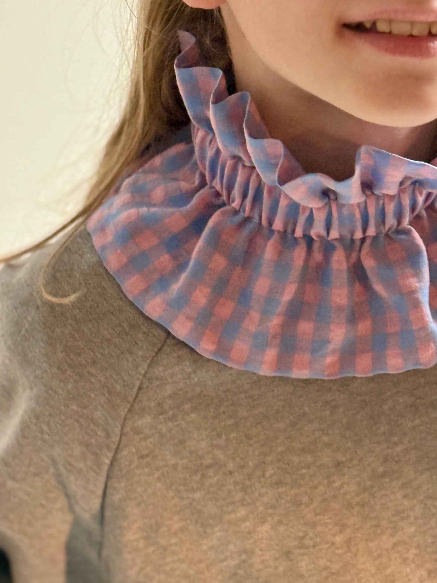 Col vichy Sorbet Bleu roi et Rose
