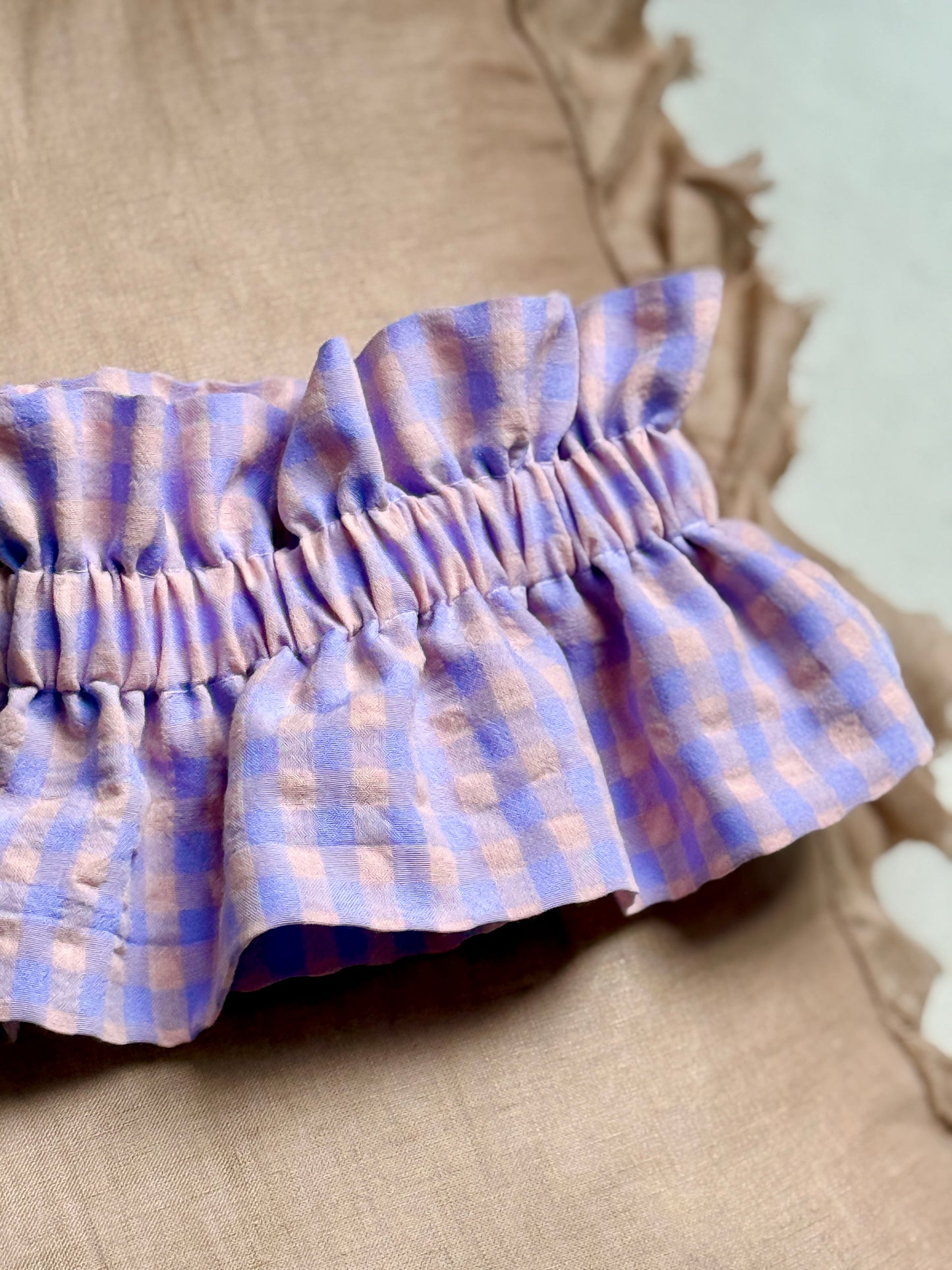 Col vichy Sorbet Violet parme et Rose pêche