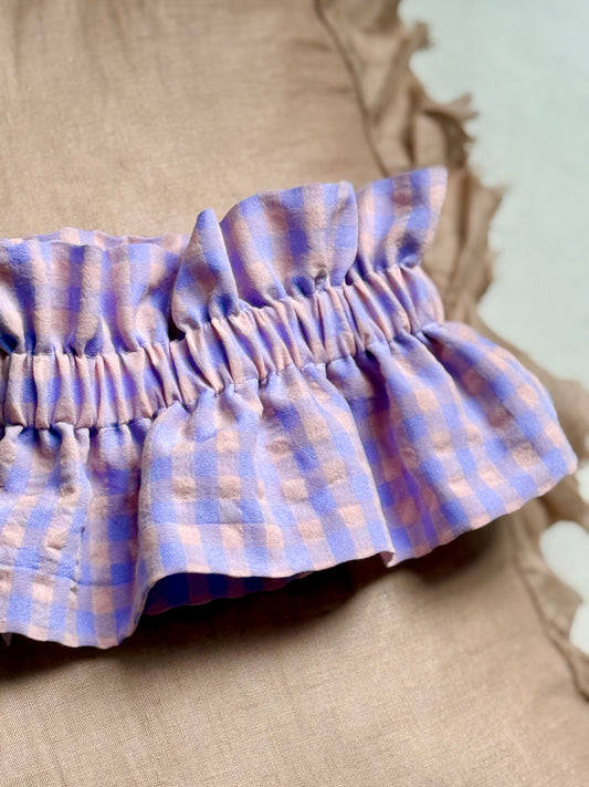 Col vichy Sorbet Violet parme et Rose pêche