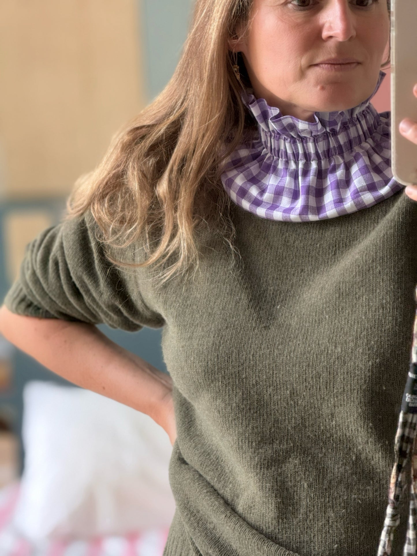 Col Amovible Vichy Violine