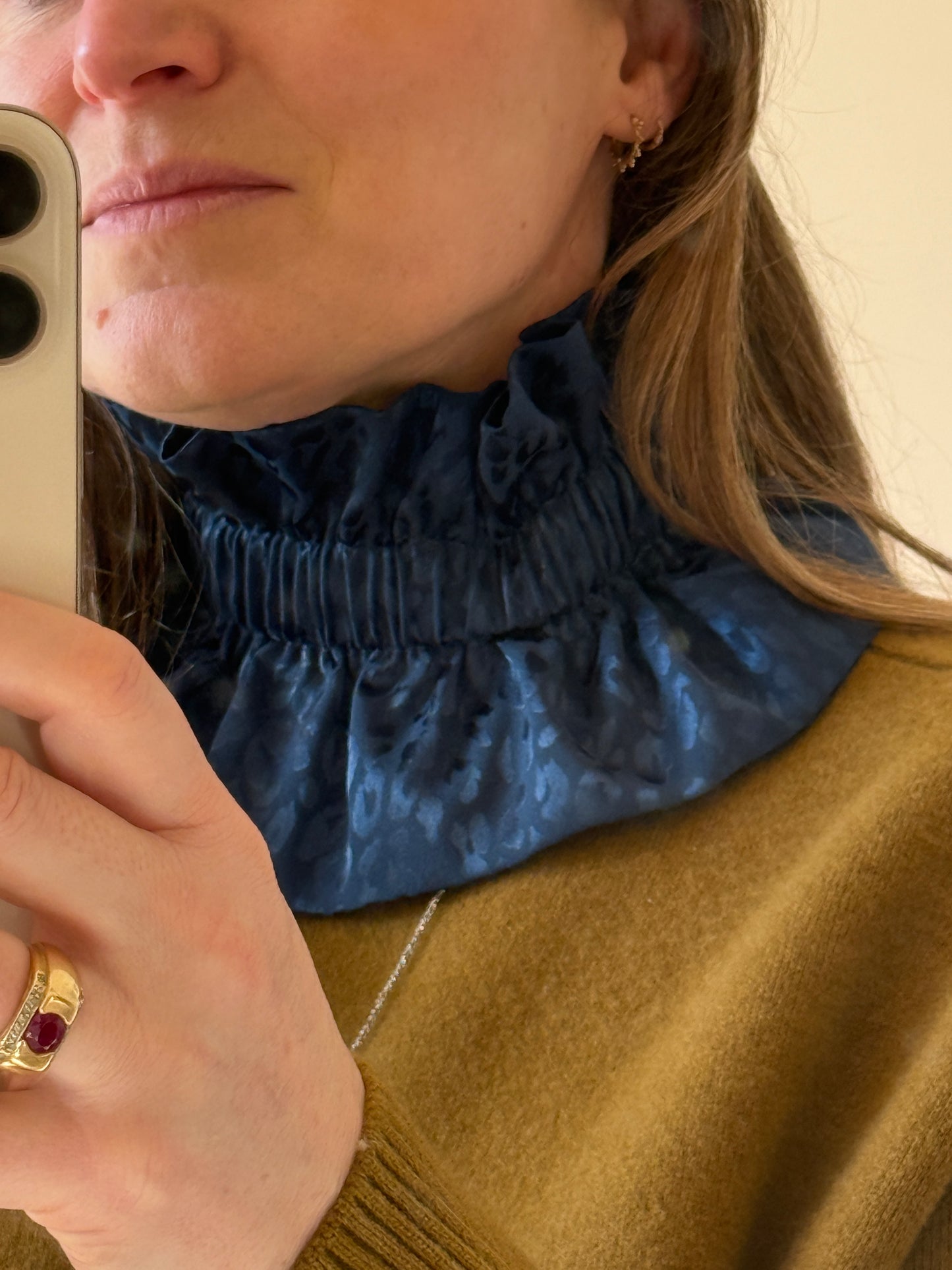 Col Satin Léopard Bleu nuit