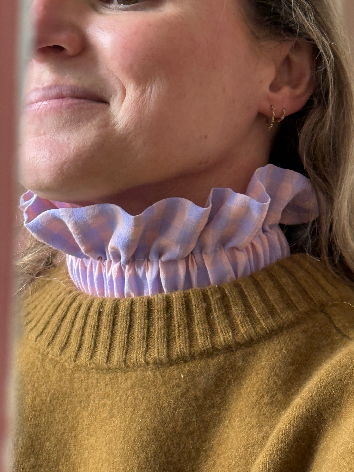 Col vichy Sorbet Violet parme et Rose pêche
