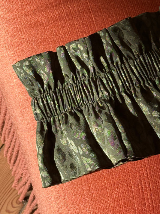 Col Satin Léopard Vert Kaki