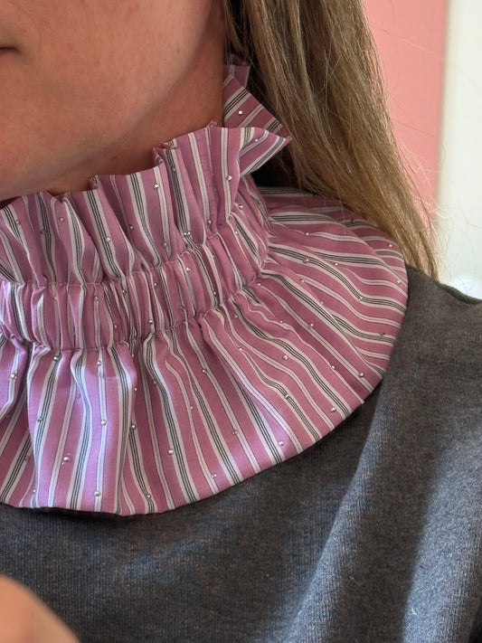 Le Col Amovible à Rayures et Strass Rose et Blanc – Ma Prune Céleste