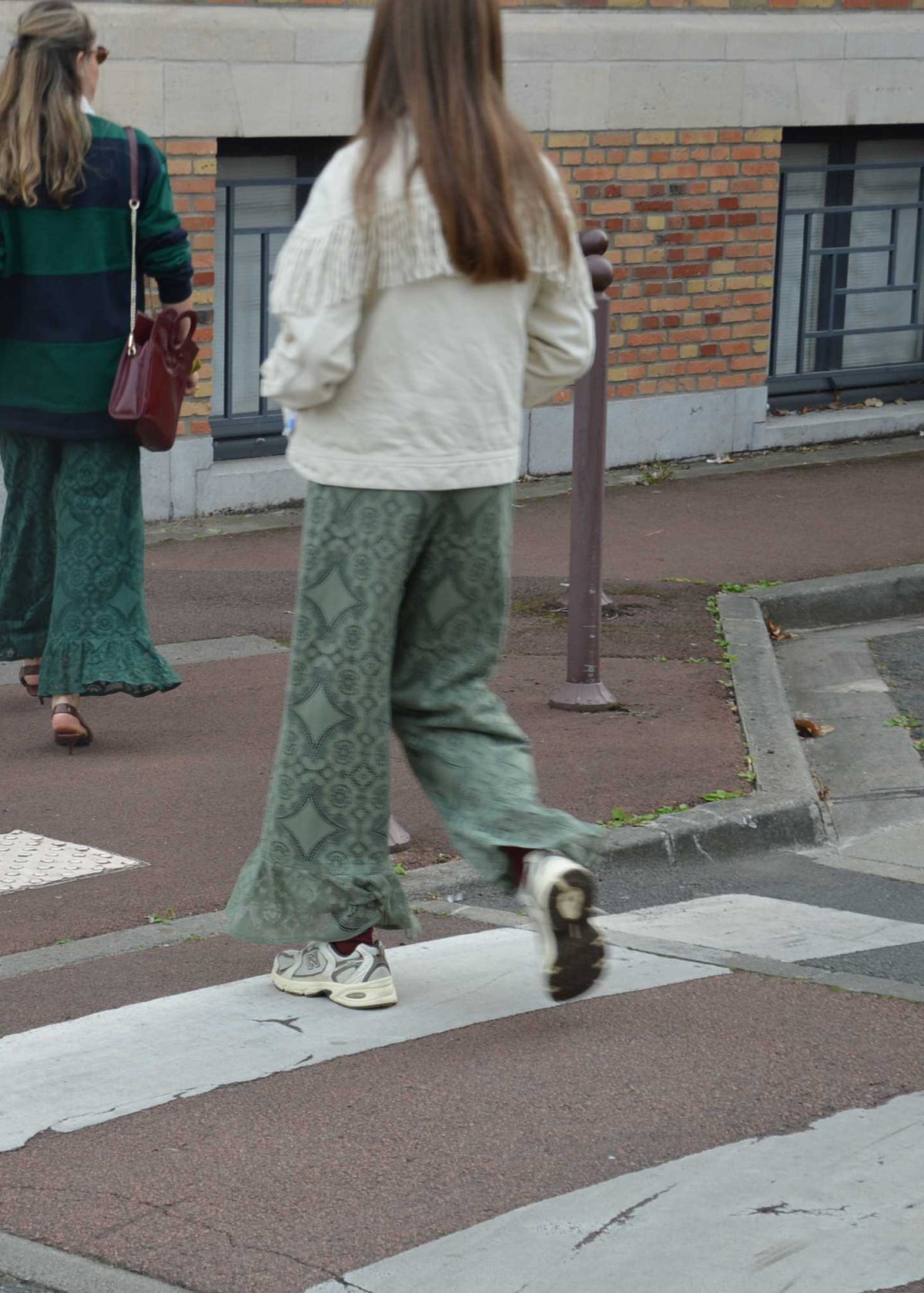 Pantalon Jeu de dentelle Vert eucalyptus