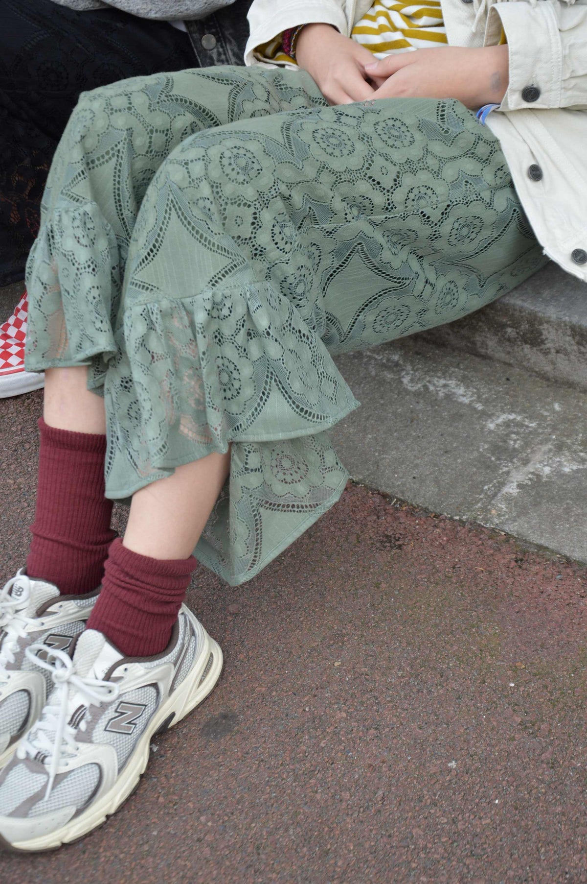 Pantalon Jeu de dentelle Vert eucalyptus