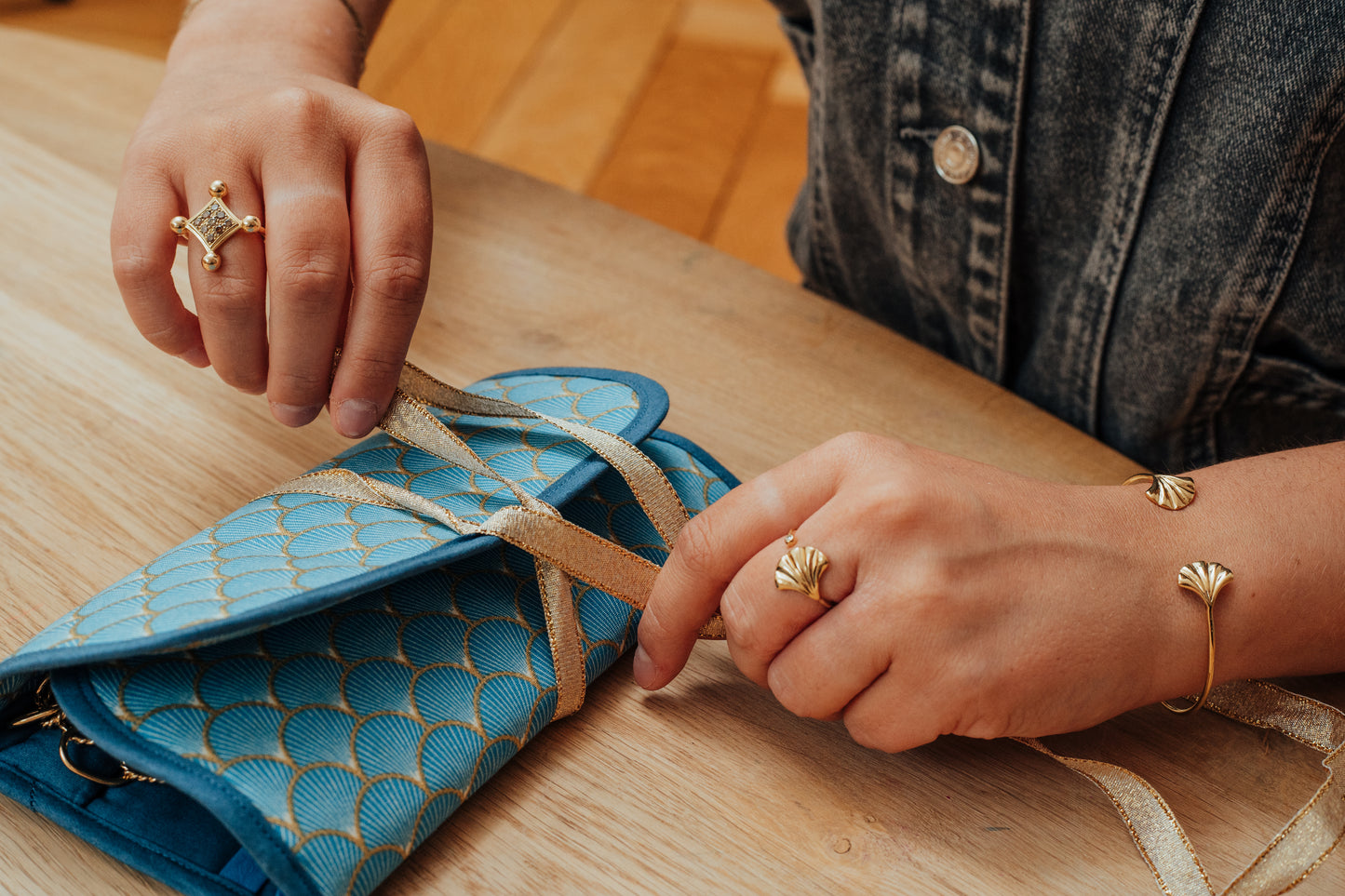 Pochette à bijoux Camille de Soos X Ma Prune Céleste Bleu