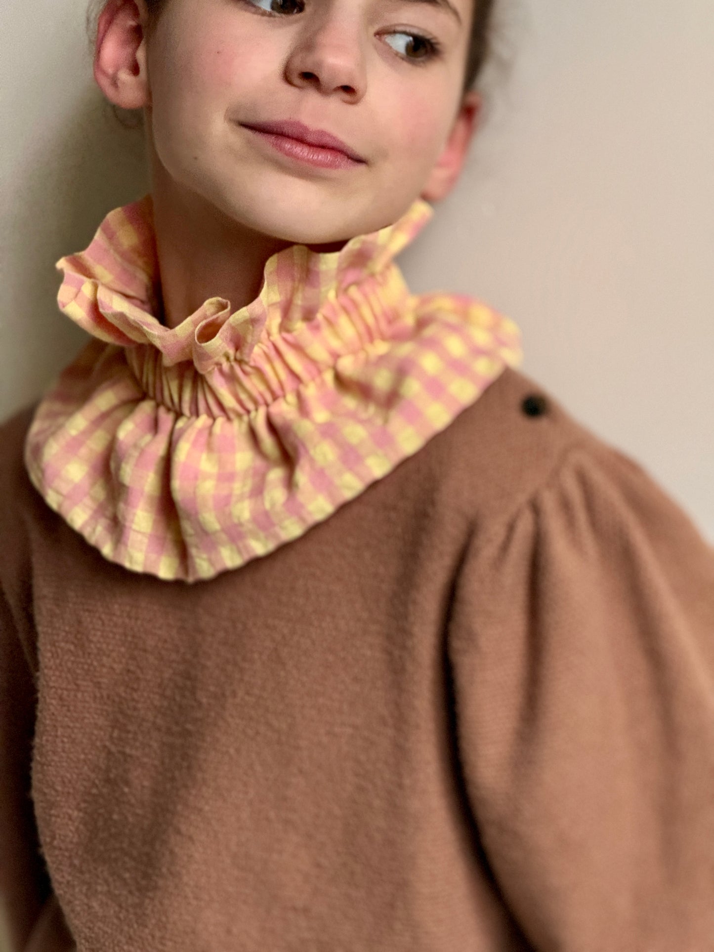 Col vichy Sorbet Rose  et Jaune