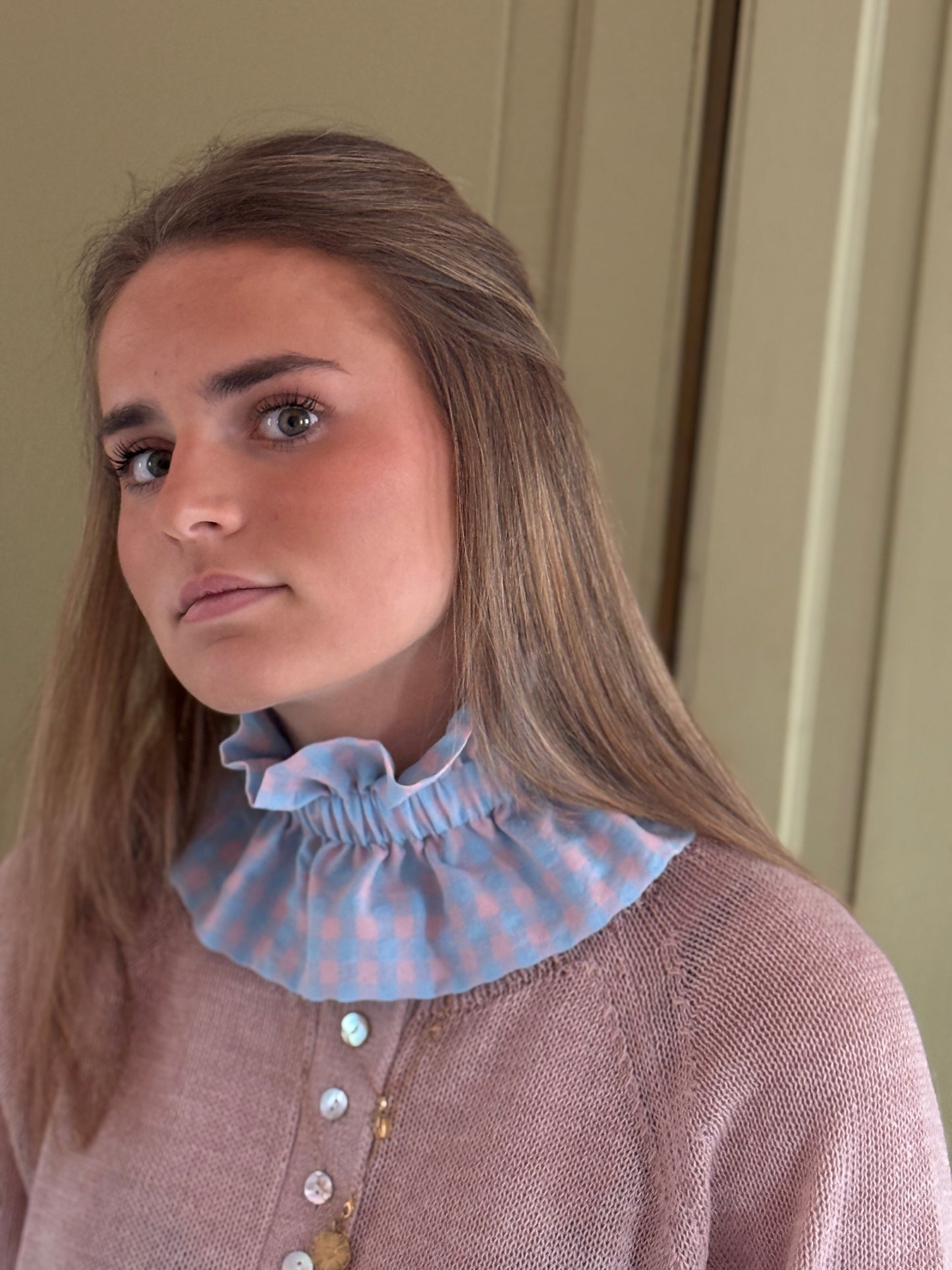 Col vichy Sorbet Bleu glacier et Rose