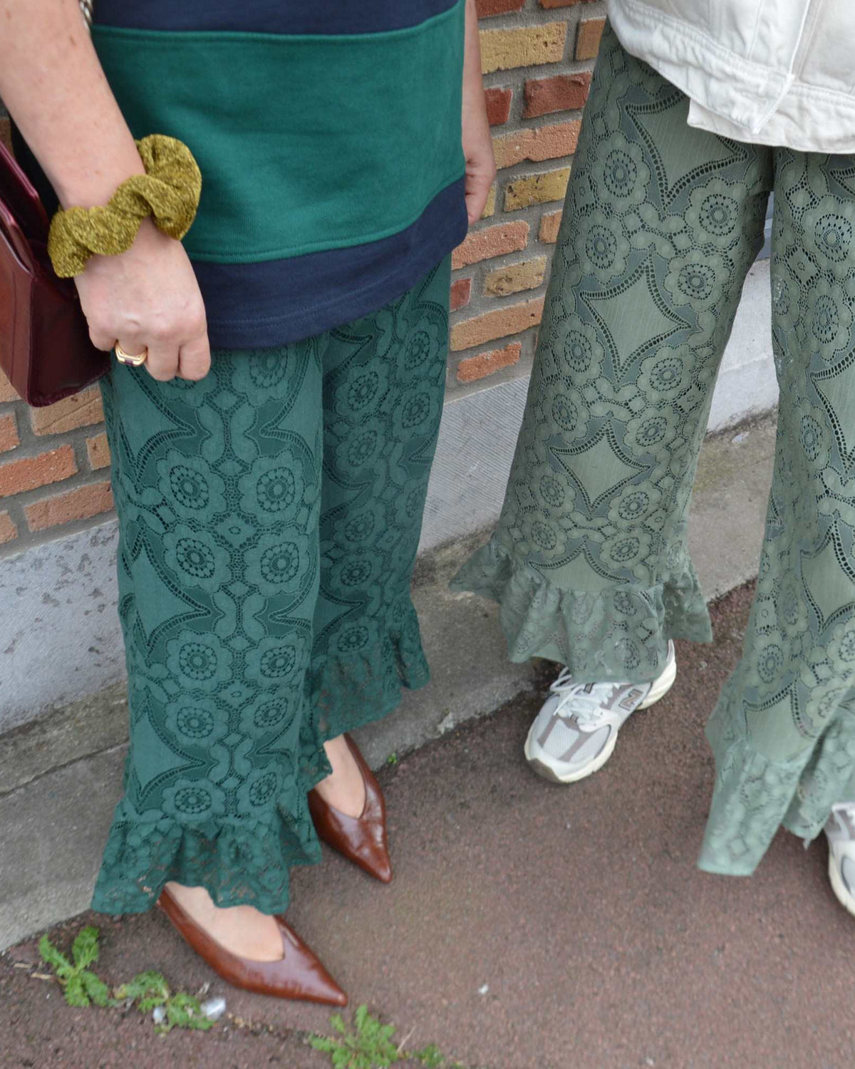 Pantalon Jeu de dentelle vert bouteille