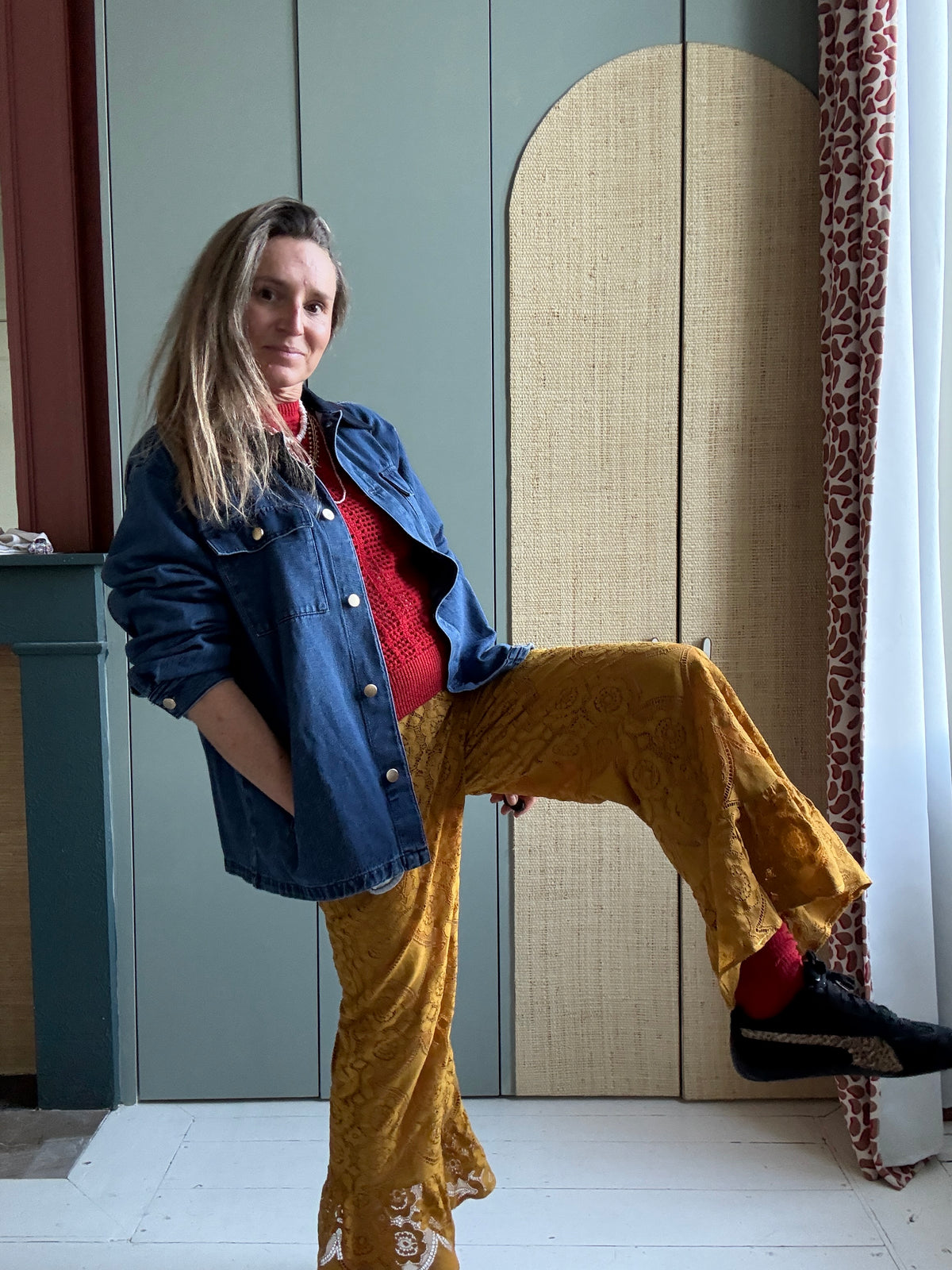 Pantalon Jeu de dentelle moutarde