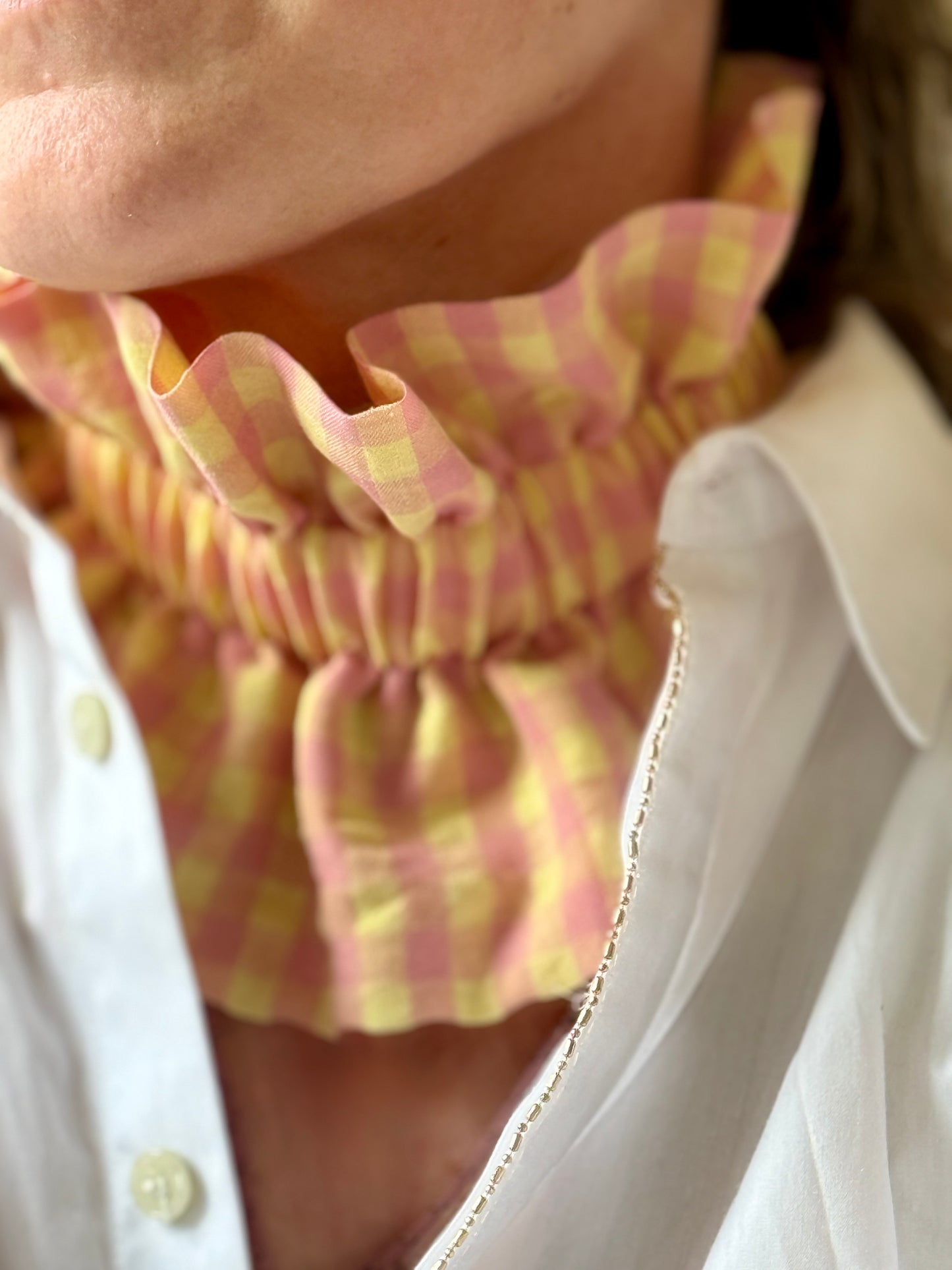 Col vichy Sorbet Rose  et Jaune