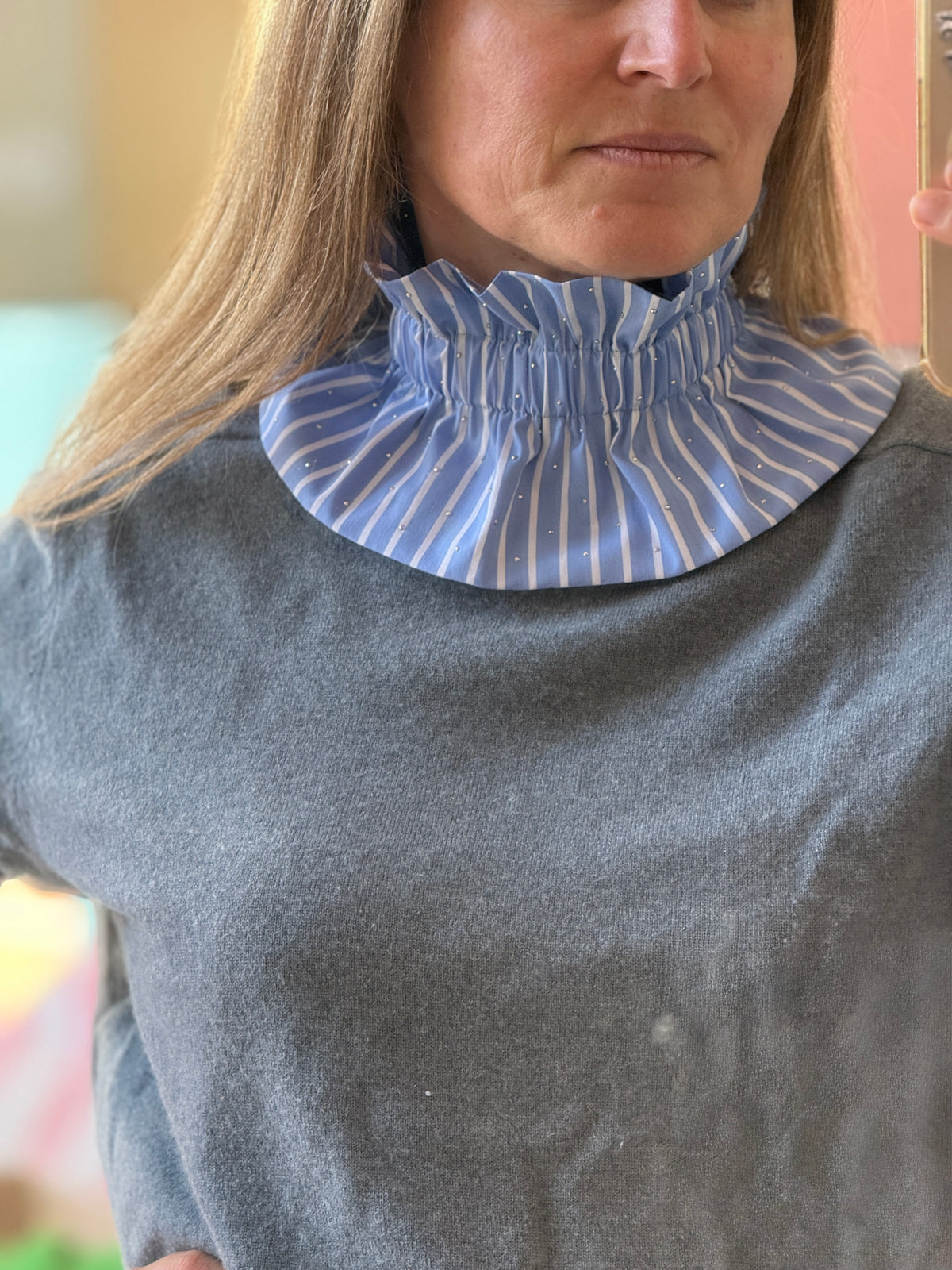 Le Col Amovible à Rayures et Strass Bleu et Blanc – Ma Prune Céleste