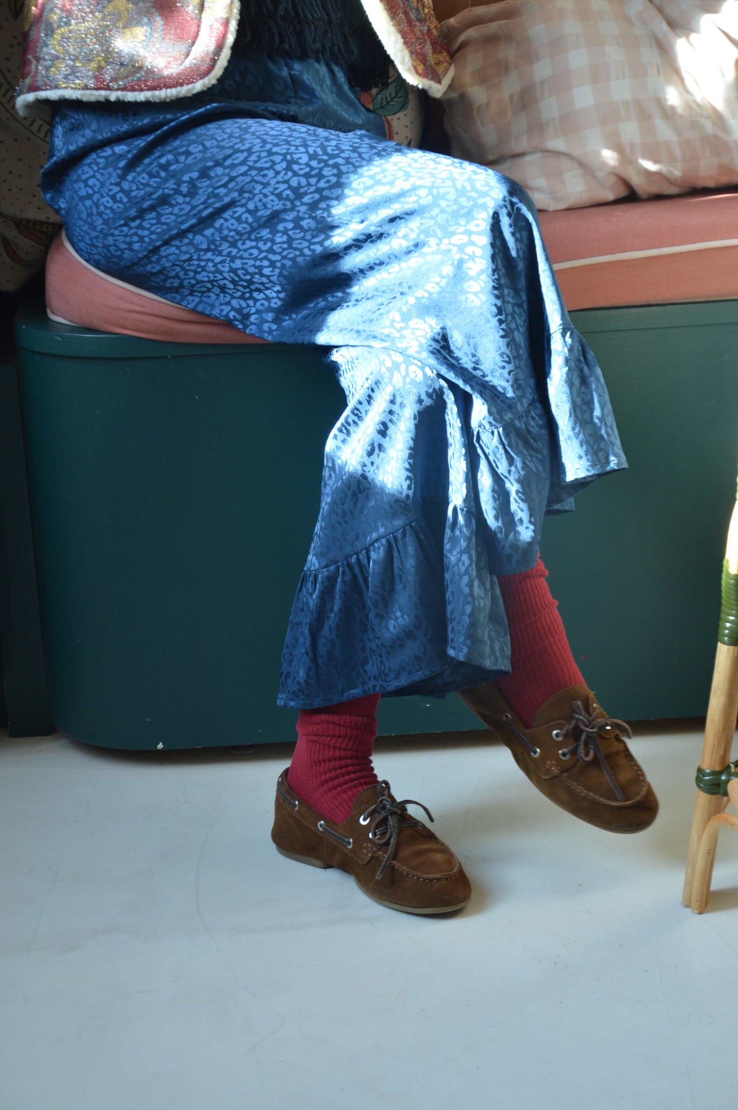 Pantalon satiné Léopard Bleu Nuit