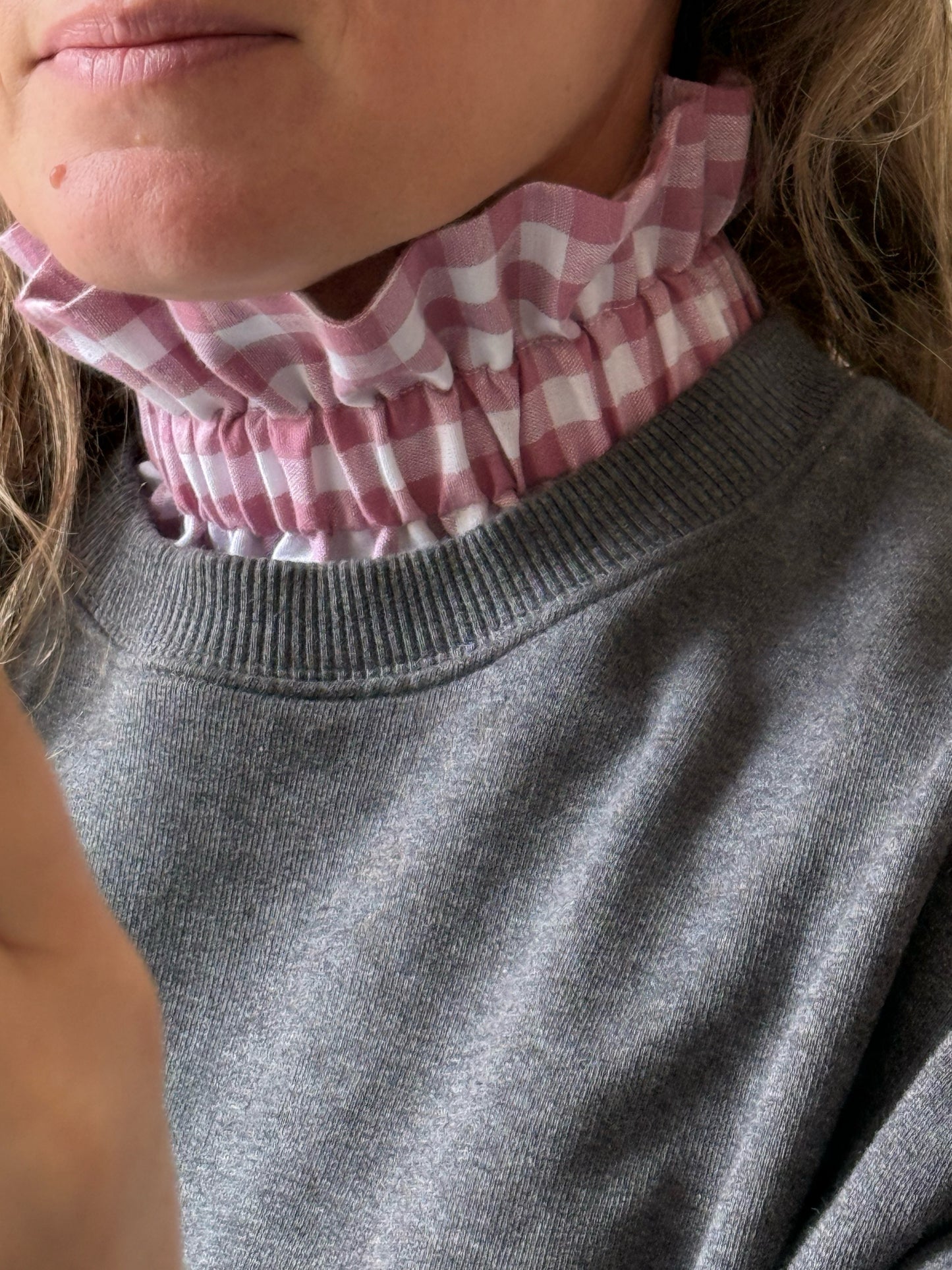 Col Amovible Vichy rose poudre