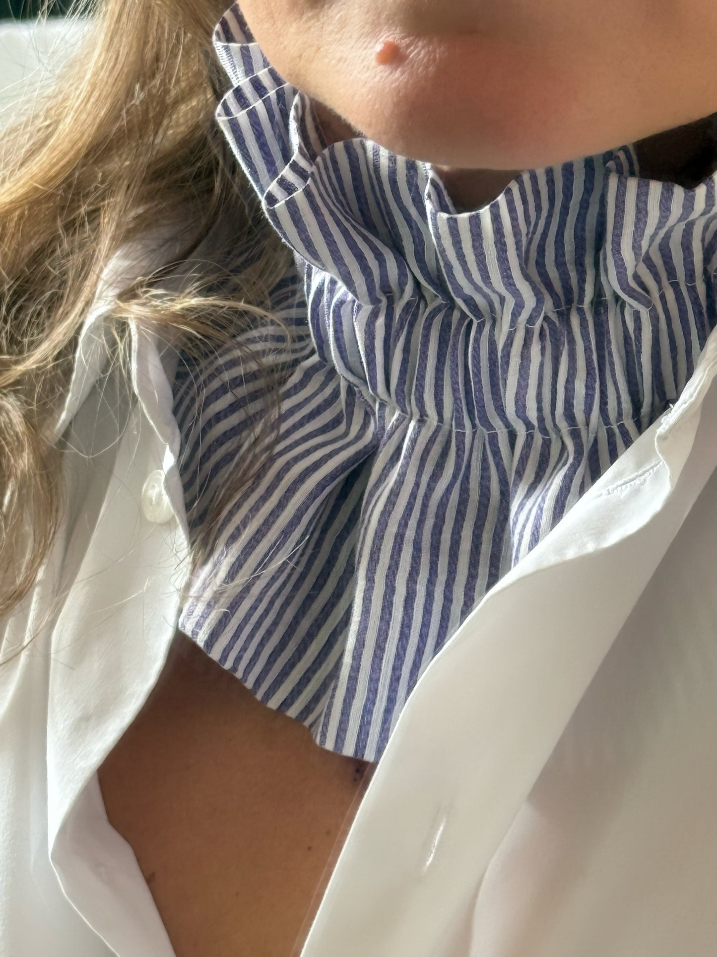 Col seersucker rayé  Violet