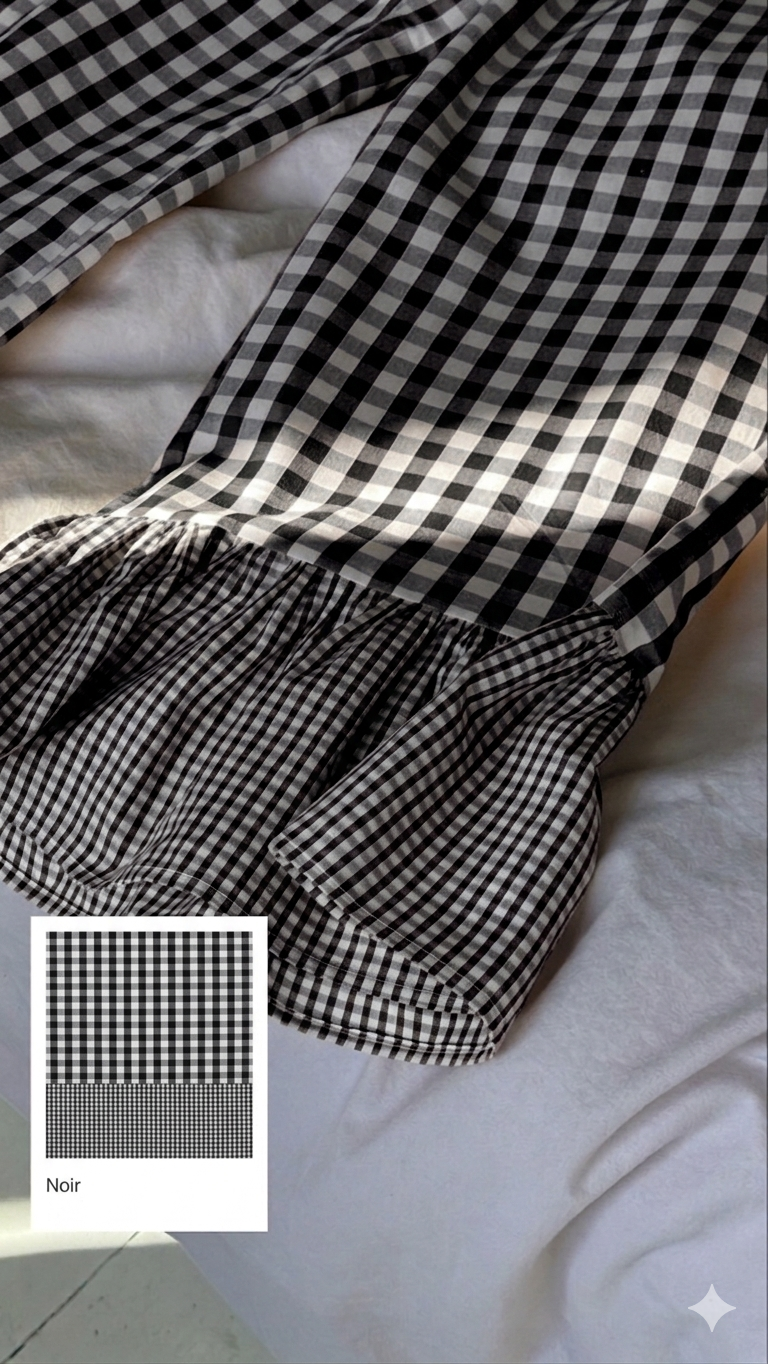 Pantalon vichy à volants