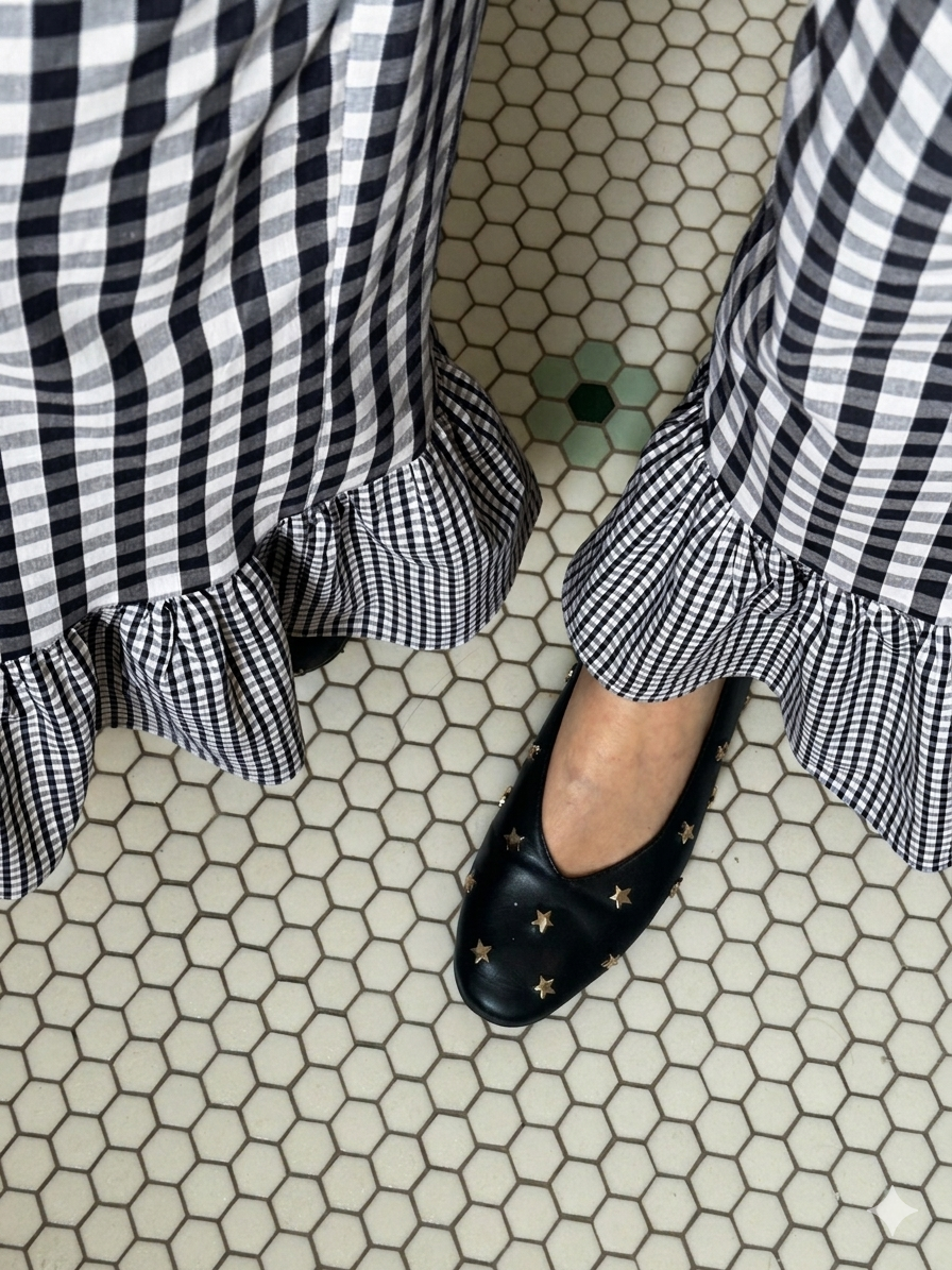 Pantalon vichy à volants